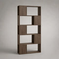 Libreria a giorno rettangolare in pannello truciolare, 5 livelli, marrone noce, 80 x 25 x 180 cm