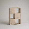Libreria rettangolare in truciolare melaminico effetto rovere chiaro, 6 vani e 3 ante, 80 x 30 x 120 cm