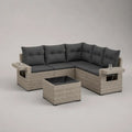Set da esterno 2 pezzi in polyrattan grigio tortora con divano angolare a 5 posti 223 x 223 x 73 cm e tavolino 65 x 65 x 36 cm