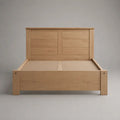 Letto matrimoniale in legno 160 x 200 cm, rovere naturale, con rete a doghe e testiera rettangolare