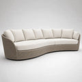 Divano da giardino curvo a 4 posti in corda di polipropilene e poliestere beige crema, 300 x 115 x 82 cm