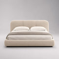 Letto matrimoniale imbottito beige e nero 180 x 220 x 105 cm, rete 160 x 200 cm e testiera arrotondata